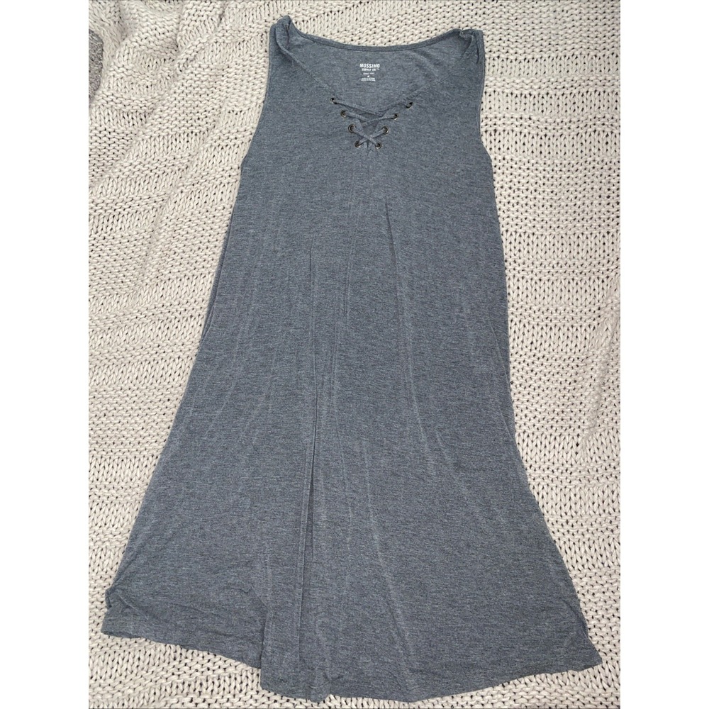 Mossimo Women's Gray Tank Dress Comfy  Medium V-neck Criss Cross
